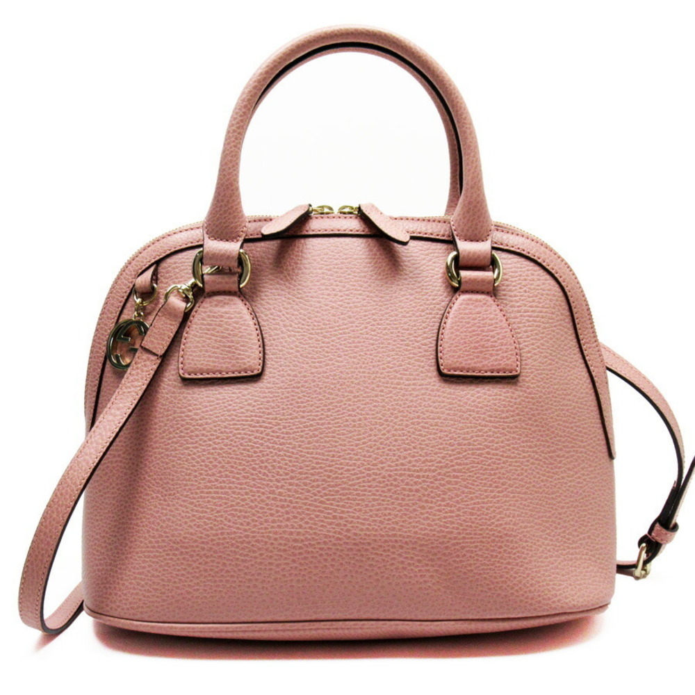 Gucci Handbag Crossbody Shoulder Bag Double GG Charm Pink Gold Leather